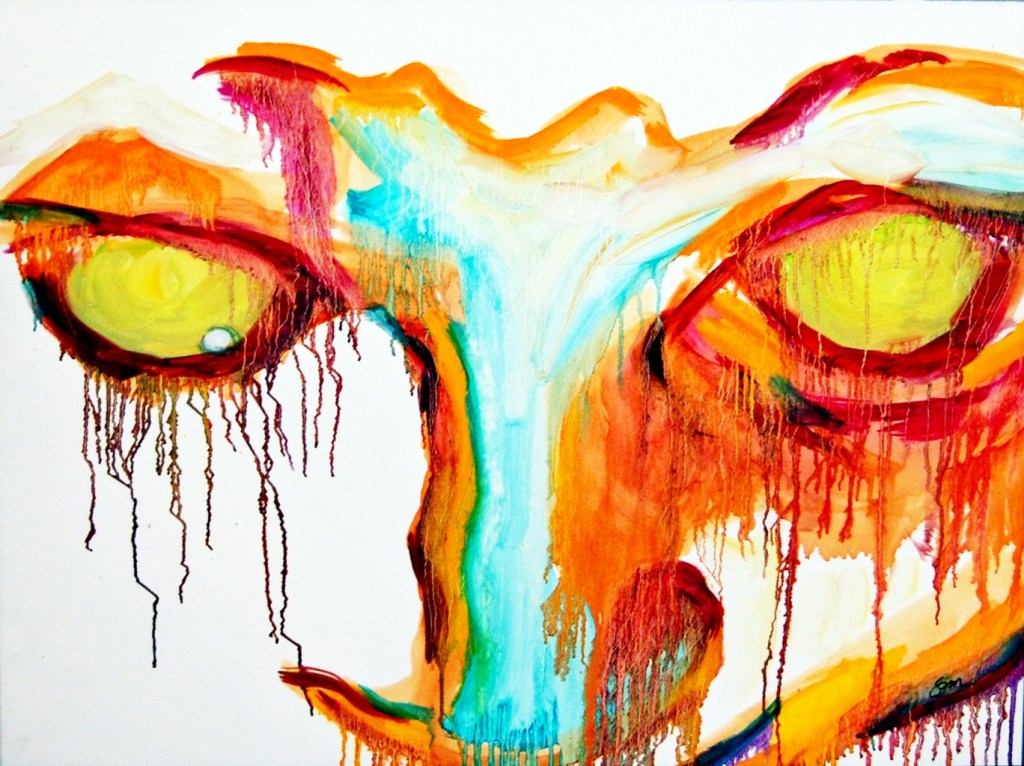 I'm Okay Really I Am, oil on 24x31 wood panel, framed