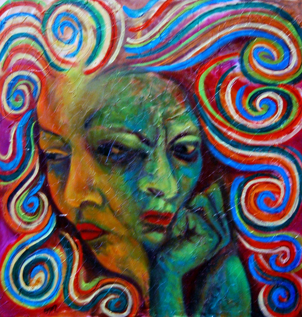 Inner Speak, oil on 25x25 gallery wrap canvas