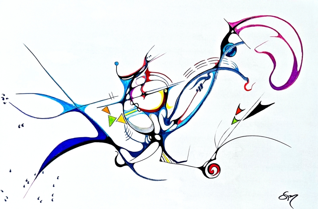 Lobster, acrylic and ink on 24x36 canvas