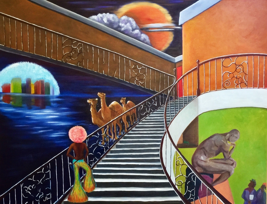 Once I Dreamed of Camels, oil on 58x44 gallery canvas