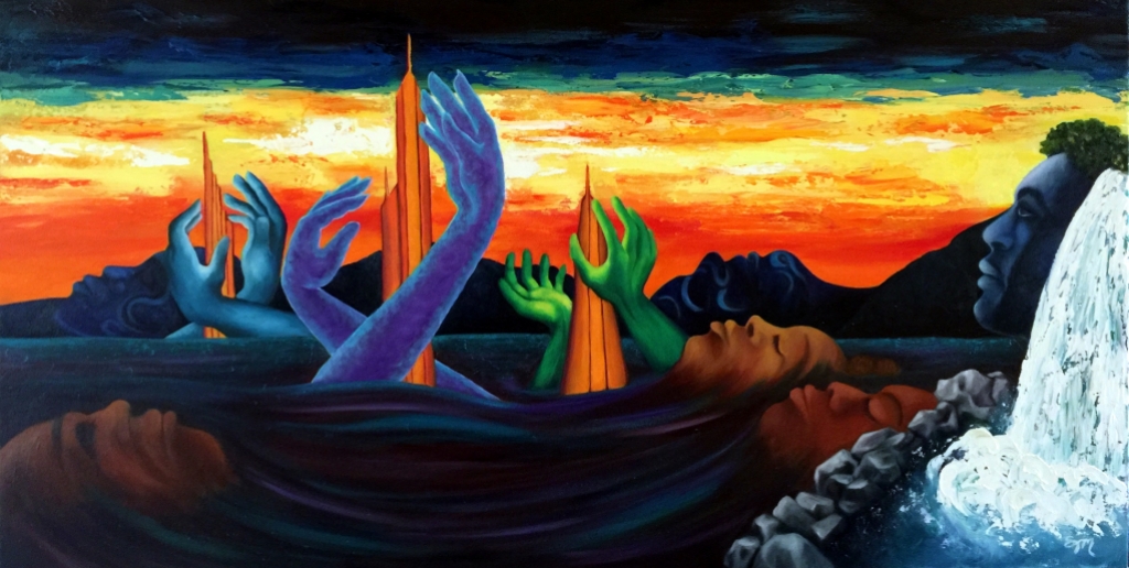 Rinse and Repeat, oil on 24x48 gallery canvas