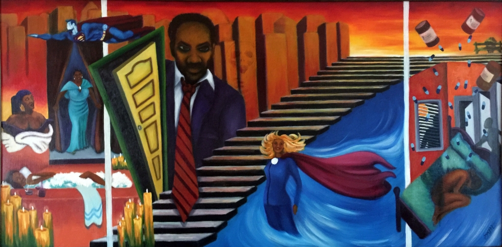 September Elegy, oil on 24x48 wood panel, framed