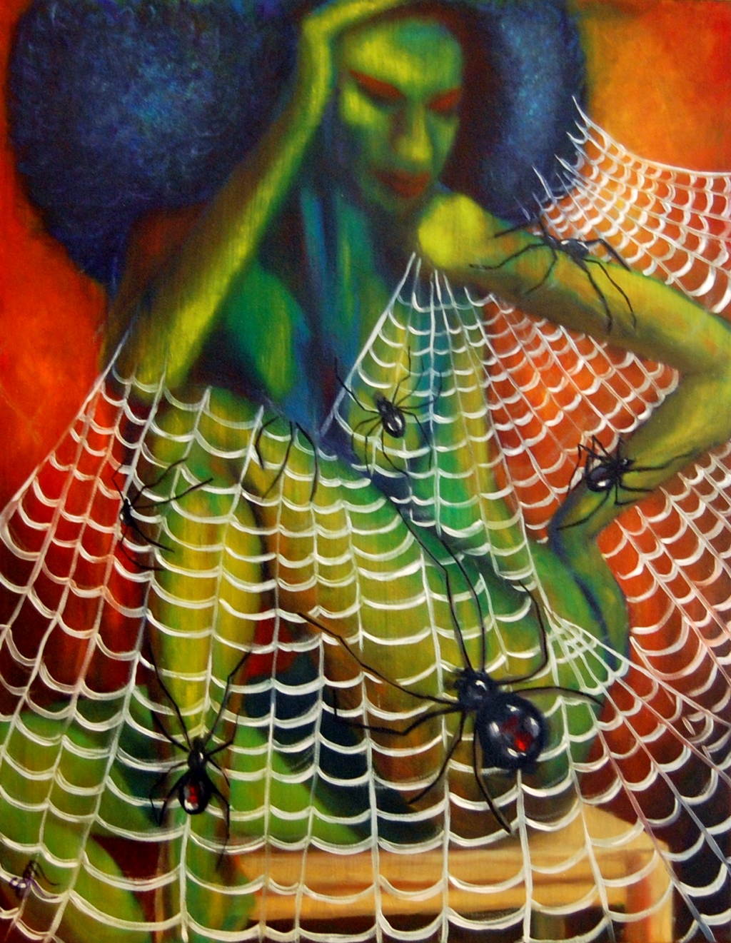 Susan in the BeautyTrap, oil on 28x36 gallery wrap canvas