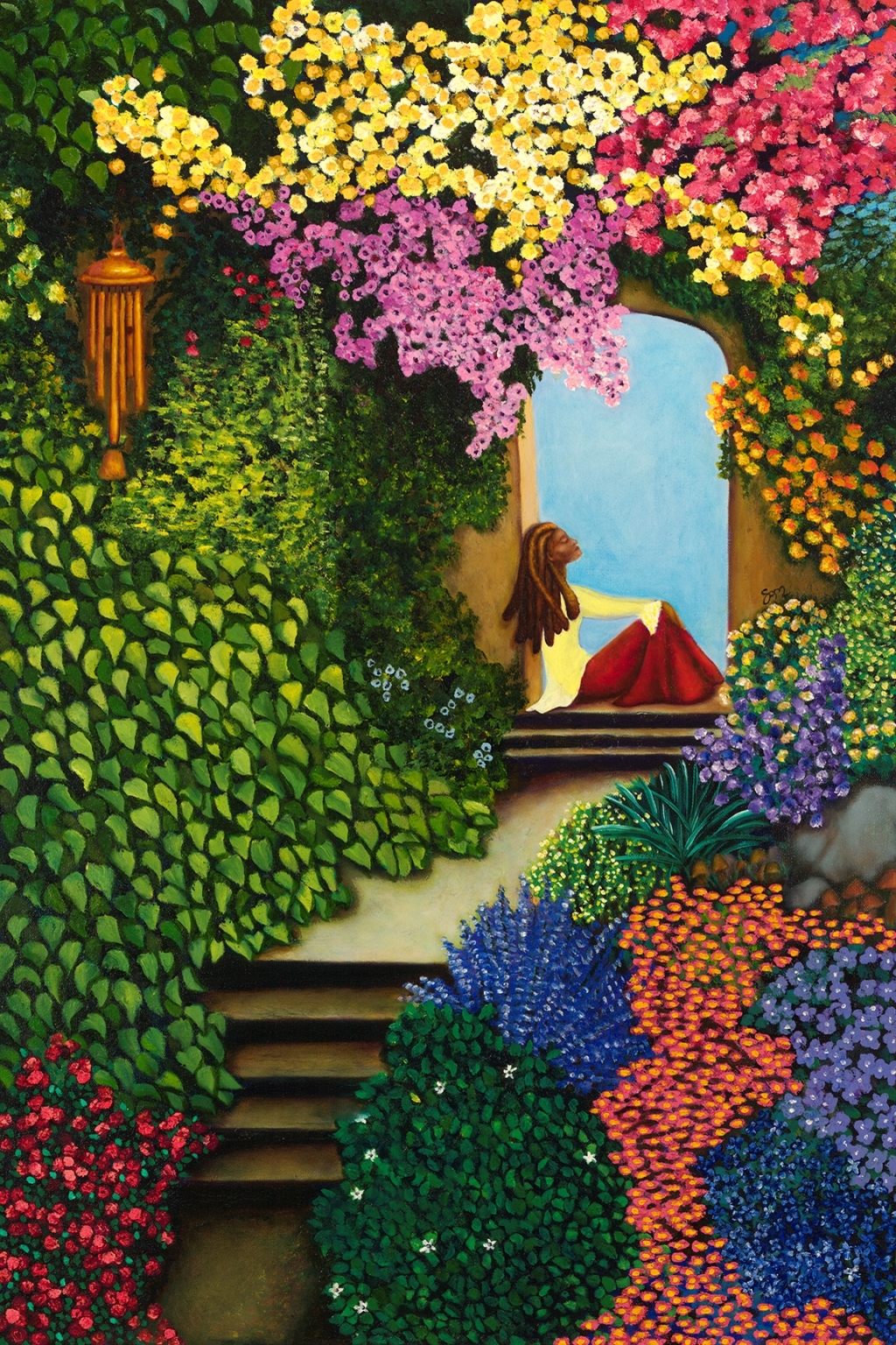 The Girl in the Garden, oil on 24x36 gallery wrap canvas