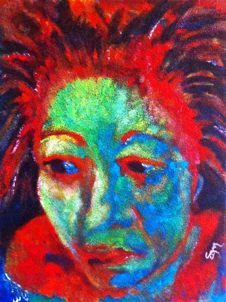 Damaged, sand over oil, 18x24 canvas