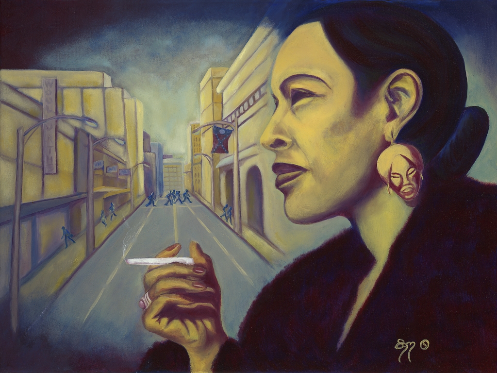 Travelin' with Billie, oil on 18x24 canvas