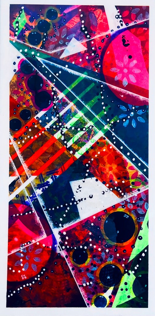 Abstract No. 9, acrylic under epoxy, 12x26 gallery canvas