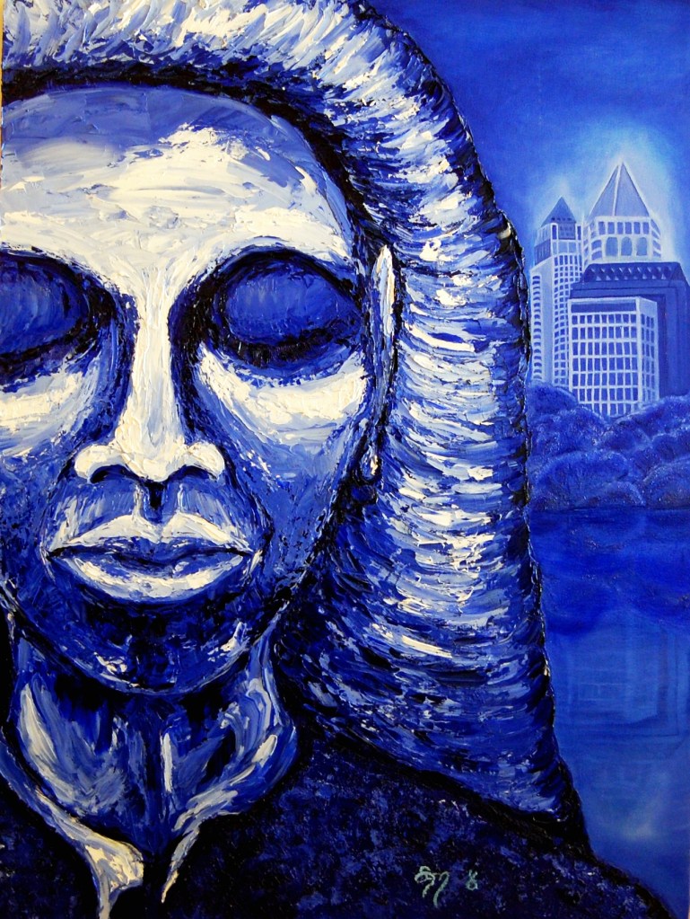 Blue on Piedmont, oil on 36x48 canvas