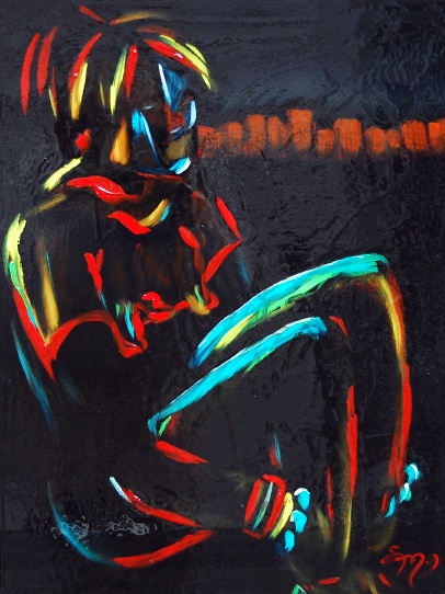 Cornered, acrylic on 20x24 wood