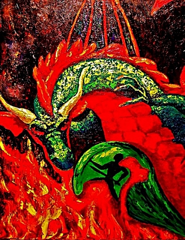 Dragon Treasure, oil on 18x24 canvas