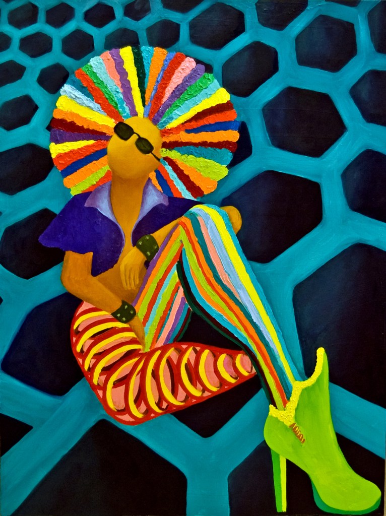 I Am Not My Hair, acrylic on 18x24 wood panel