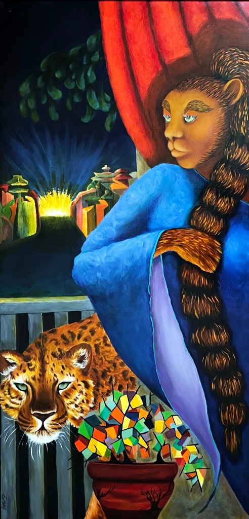 Some Other Place, acrylic on 24x50 wood panel, framed