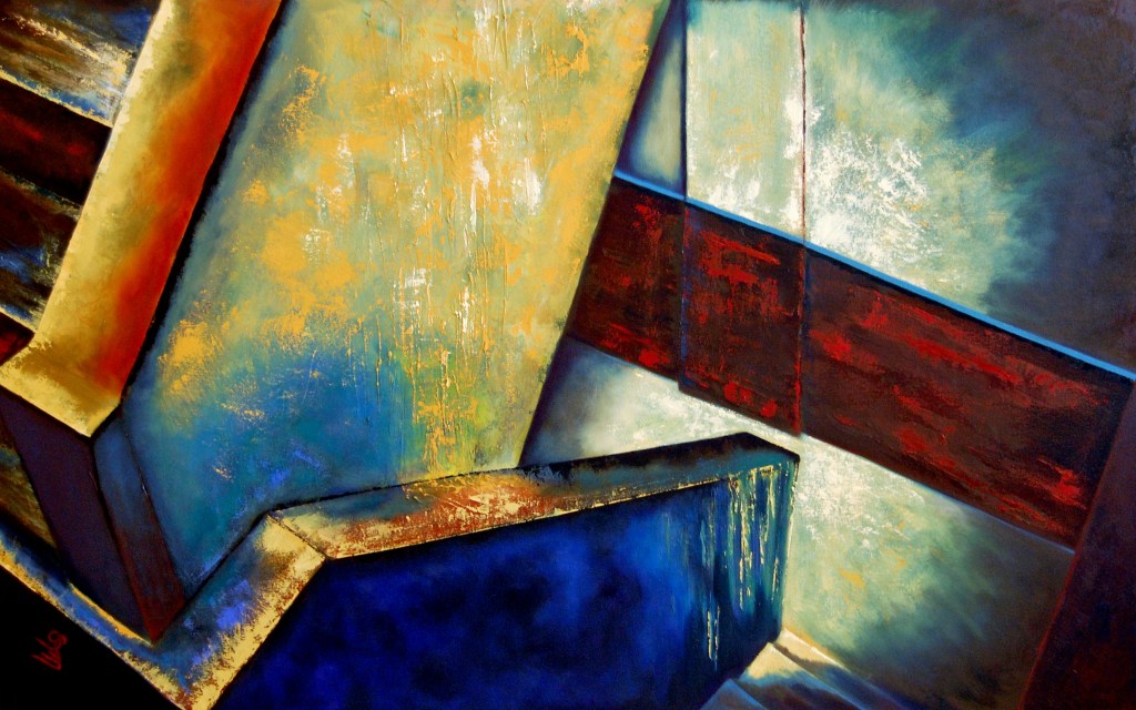 View From a Stairwell, oil on 24x30 gallery canvas