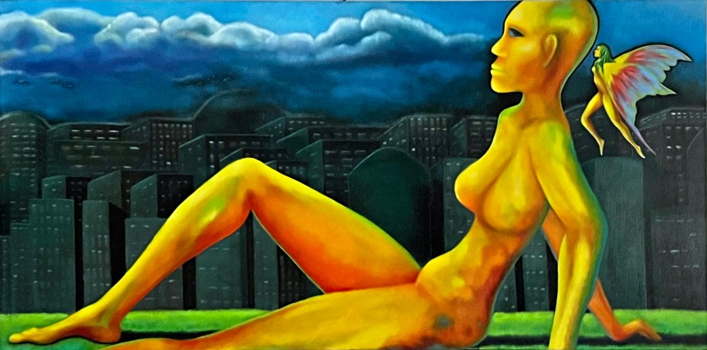 Waking Up Other, Oil on 24x48 gallery canvas