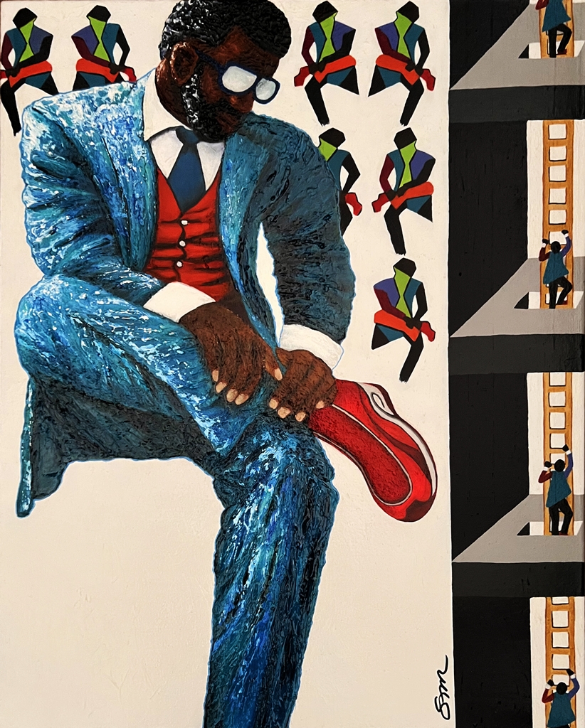 A Baller Contemplates, acrylic on 24x30 gallery canvas