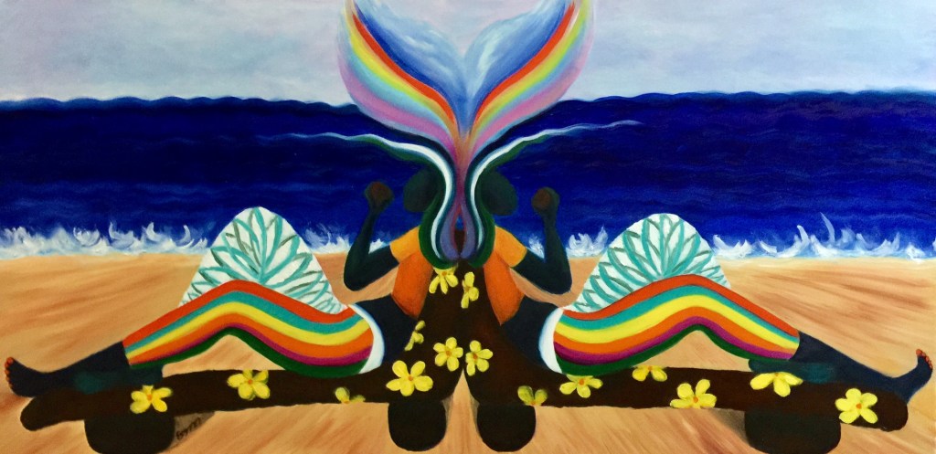 Blossoms by the Sea, oil on 24x48 gallery canvas